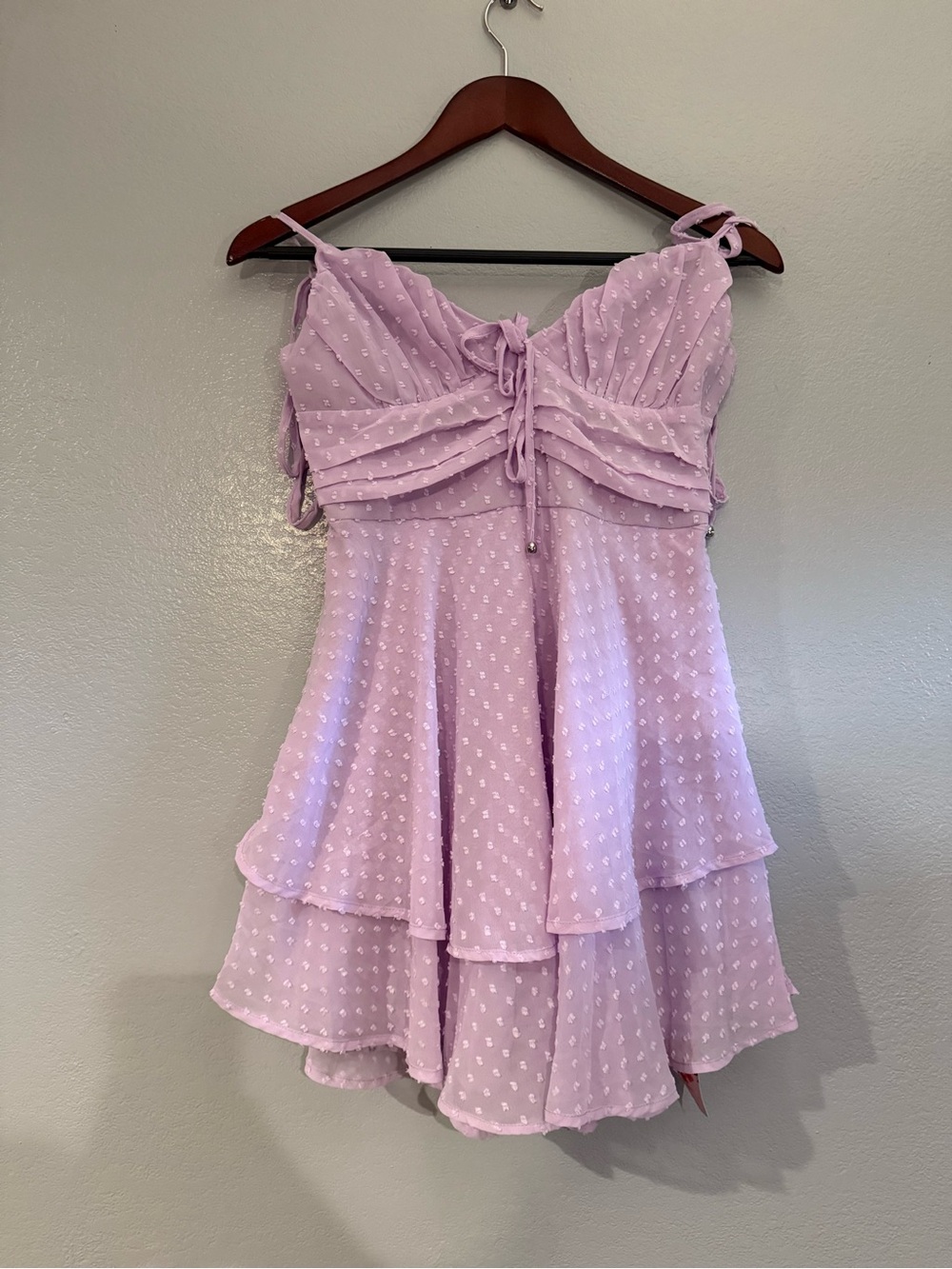 SHEIN Lavender Ruched Tiered Mini Dress